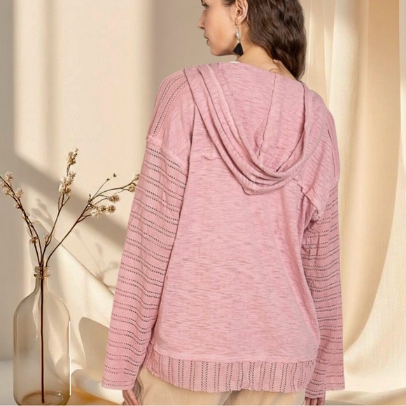 POL Mauve Pink Lightweight Knit Hoodie - Picture 4 of 5